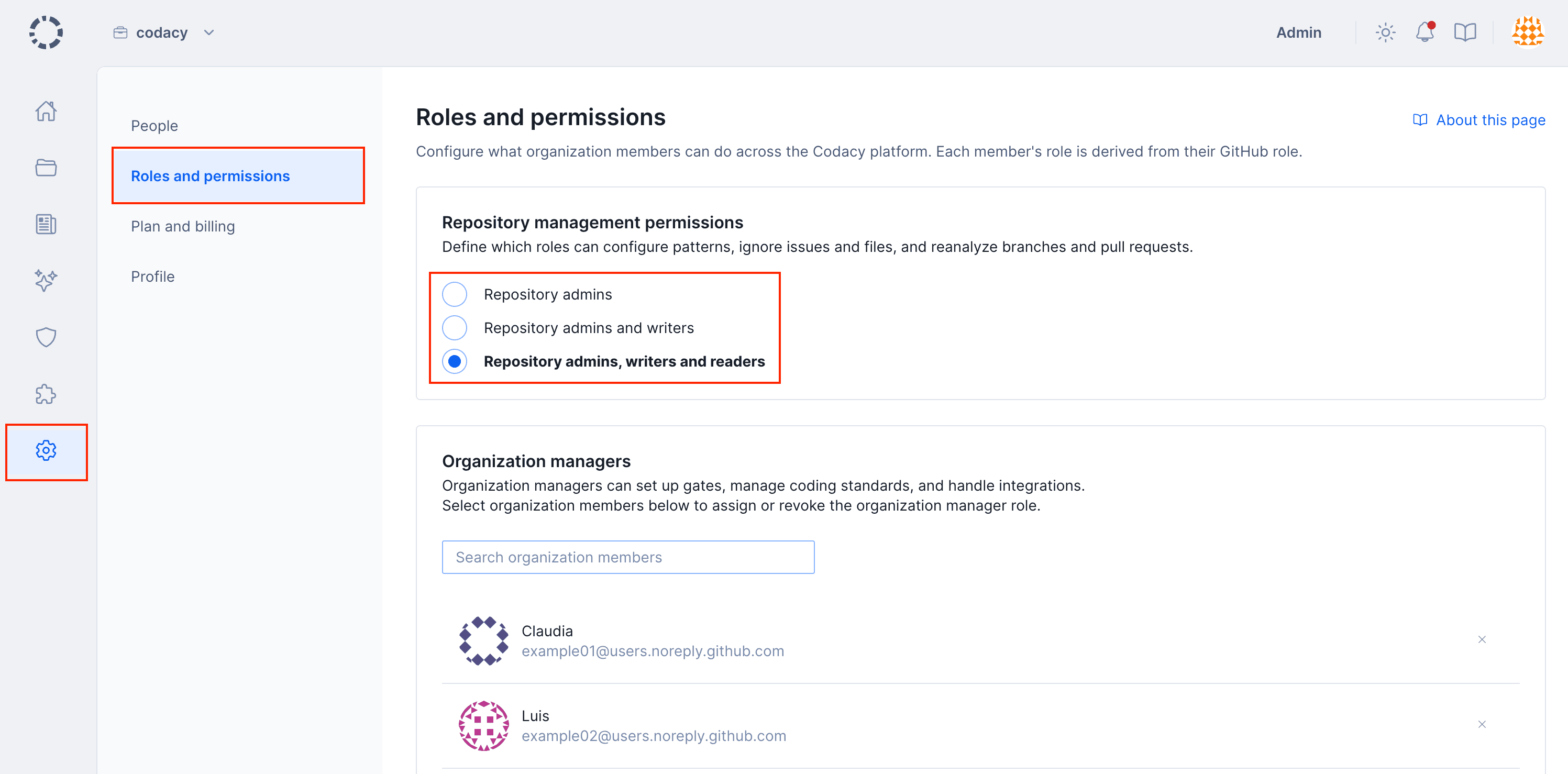Configuring repository management permissions